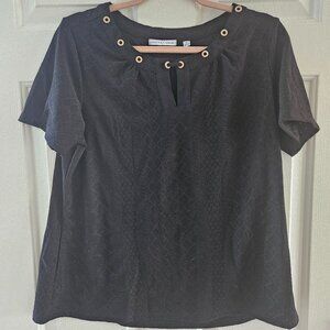 Notations Black Lacy Short Sleeve Top